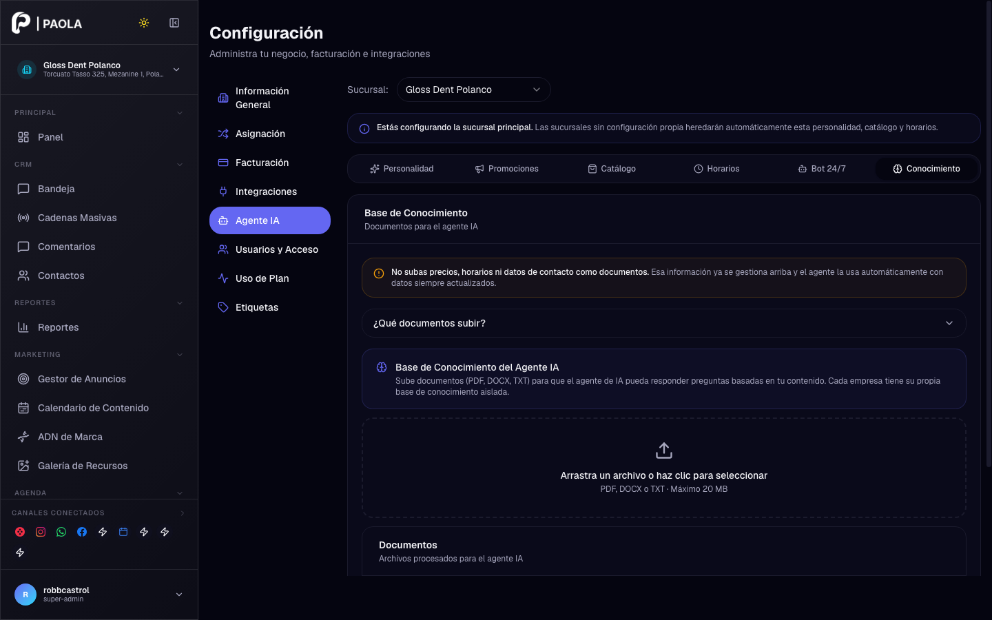 Config IA — Conocimiento